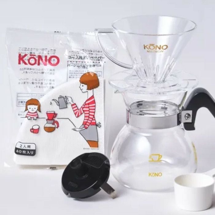 kono/コーノ】名門2人用ドリッパーセット ホワイト フタ付き MDN-20WH