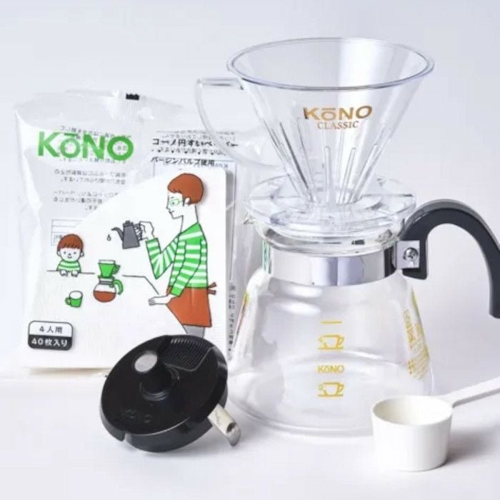 【kono/コーノ】名門4人用ドリッパーセット クリア（フタ付） MD-40