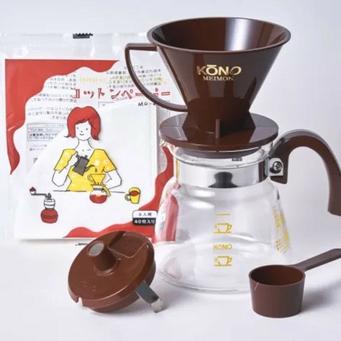 kono/コーノ】名門4人用ドリッパーセット チョコレート フタ付き MD
