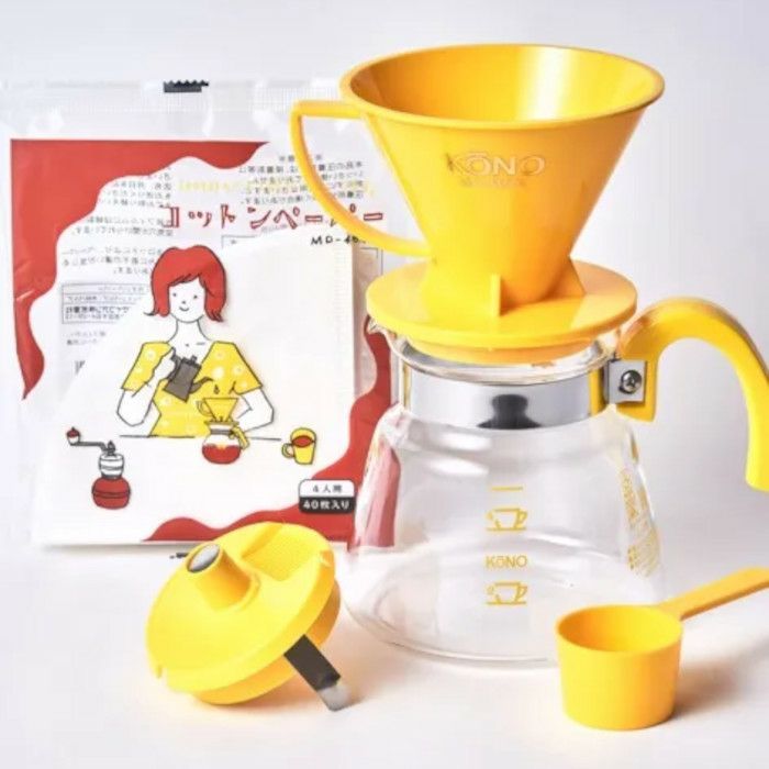 【kono/コーノ】名門4人用ドリッパーセット イエロー フタ付き MD-40YE