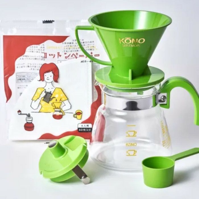 コーノ式 名門ドリッパーセット4人用 ウッド（桜) KONO式コーヒードリッパーセット/4人用/ウッドハンドル（桜） - BOWKNOT