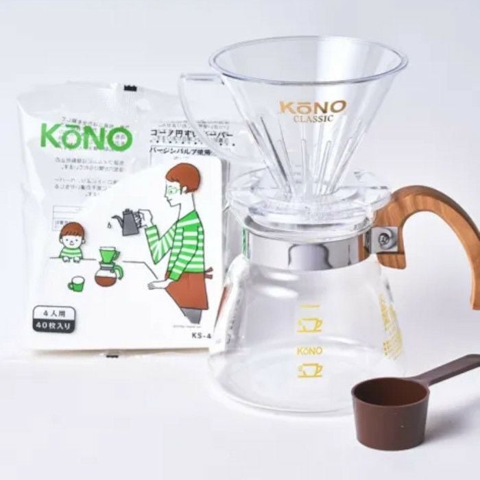 コーノ式 名門ドリッパーセット4人用 ウッド（桜) KONO式名門ドリッパーセット4人用（サクラ）｜恵文社一乗寺店