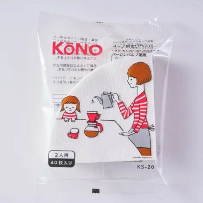 【kono/コーノ】ドリップ名人 ペーパー 2人用 40枚入 ホワイト KS-20