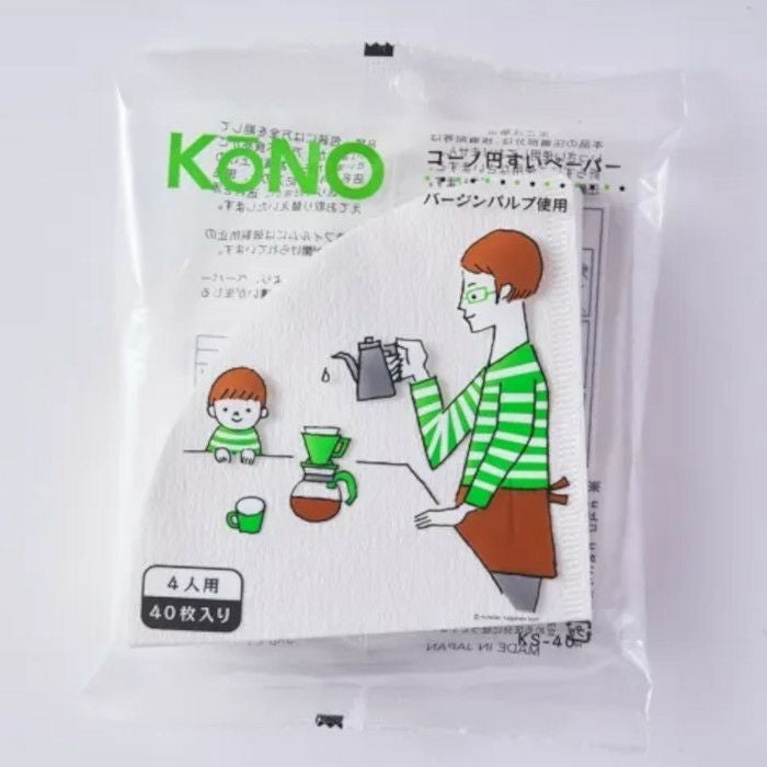 【kono/コーノ】ドリップ名人 ペーパー 4人用 40枚入 ホワイト KS-40
