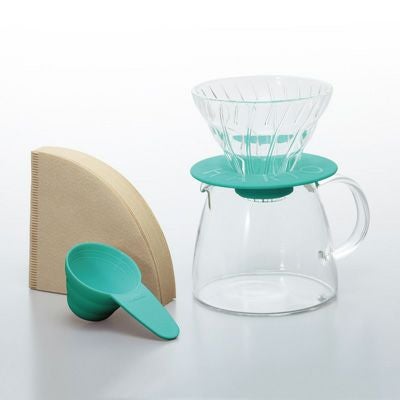 【販売終了】【hario/ハリオ】V60 グラスドリッパー&ポット・クレール ターコイズ VGS-3512-TC