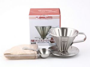 Tiamo/ティアモ】円錐ステンレスドリッパー 1～2人用 メジャーカップ