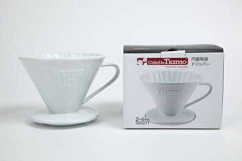 Tiamo/ティアモ】円錐陶器ドリッパー ホワイト 1～2人用 HG5270