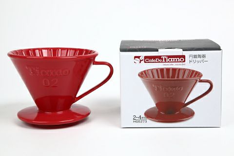 【販売終了】【Tiamo/ティアモ】円錐陶器ドリッパー ワインレッド 1～2人用 HG5272