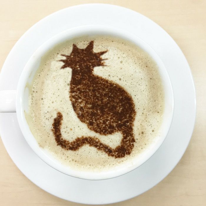【atta】カフェアートステンシル　ねこ　LAS-0006