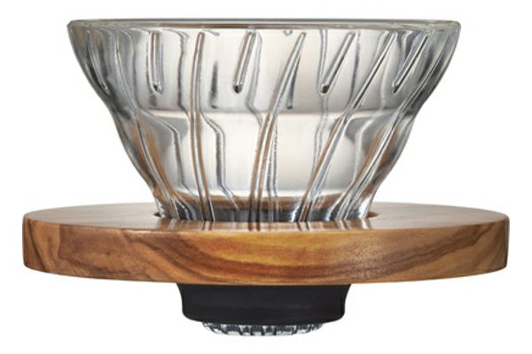 【販売終了】【hario/ハリオ】V60 耐熱ガラス透過ドリッパーオリーブウッド 1杯～2杯用 3VDG-01-OV