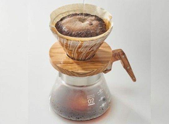 【販売終了】【hario/ハリオ】V60 耐熱ガラス透過ドリッパーオリーブウッド 1杯～2杯用 3VDG-01-OV