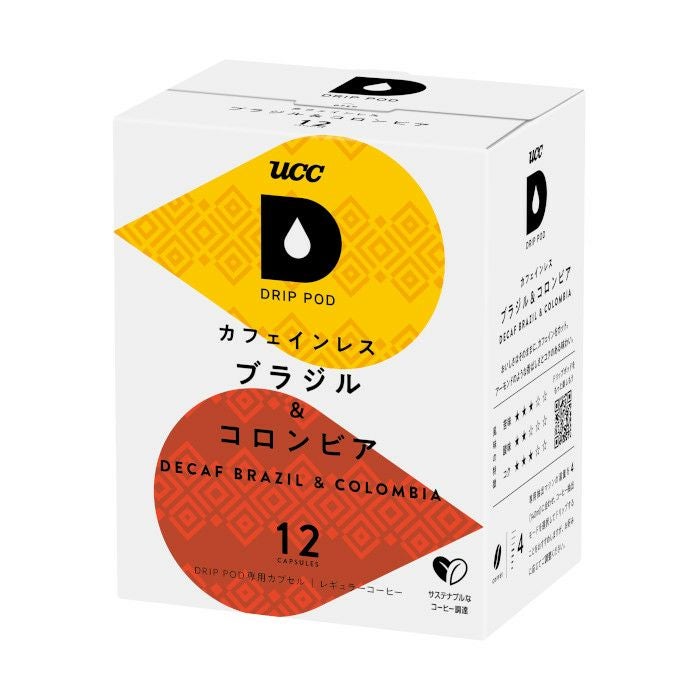 【UCC/DRIPPOD】カフェインレスコーヒー ブラジル＆コロンビア（12P）