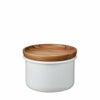 【販売終了】【HARIO】 ボナ・琺瑯ティー＆コーヒーキャニスター100　オリーブウッド BCN-100-OV