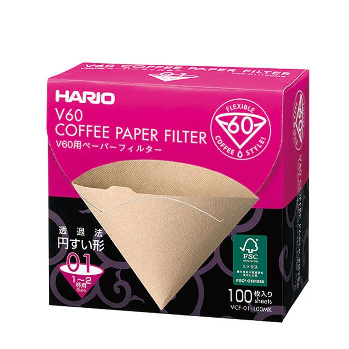 【販売終了】【hario/ハリオ】V60用ペーパーフィルター01M 100枚箱入り VCF-01-100MK