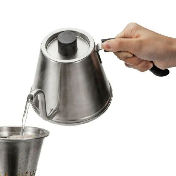 【販売終了】【ハリオ】プアコントロールケトル・粕谷モデル 実用容量600ml ヘアラインシルバー