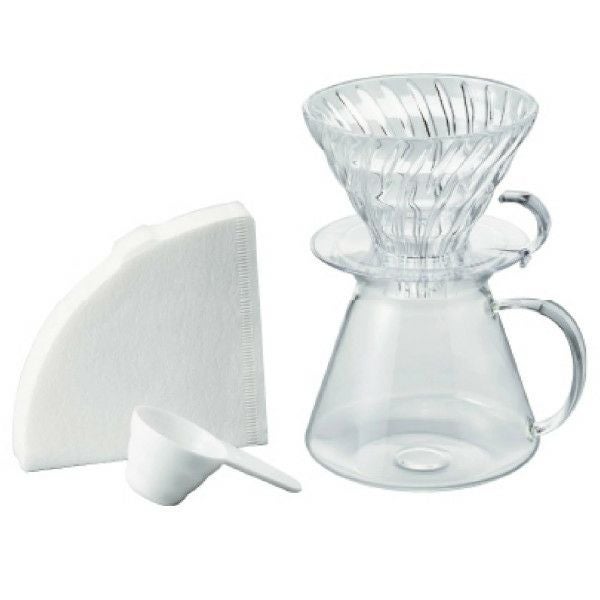 【ハリオ】V60 Glass Brewing Kit 1～4杯用 V60計量スプーン・VCF-02W 40枚付き 透明