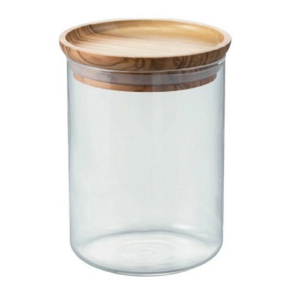 【販売終了】【ハリオ】Glass Canister 満水容量800ml コーヒー粉200ｇ オリーブウッド