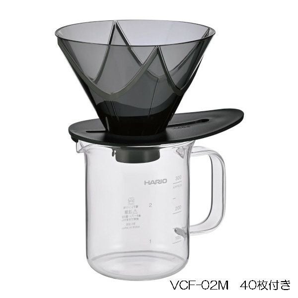 【ハリオ】ドリッパーMUGENサーバーセット 透明ブラック 1～2杯用 VCF-02M 40枚付き