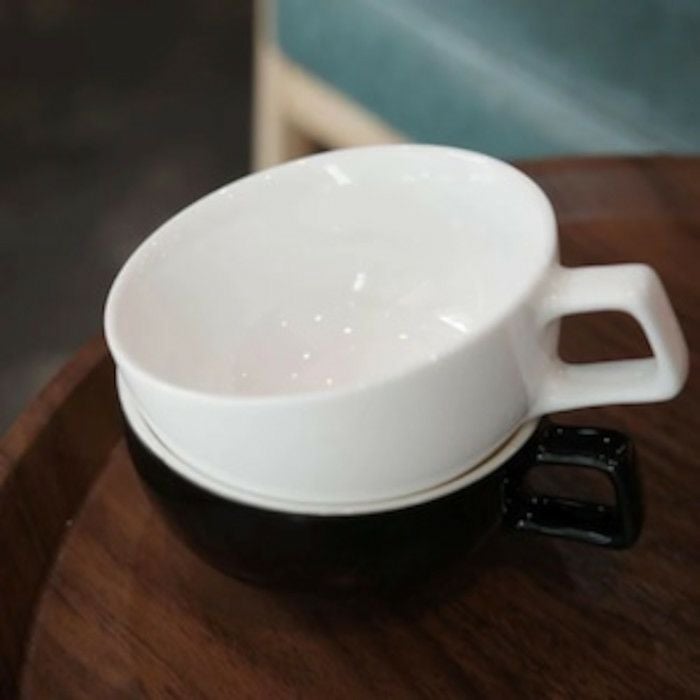 WPM ラテアートカップ 8oz. ブラック | ラテボウル カップの口径が広く