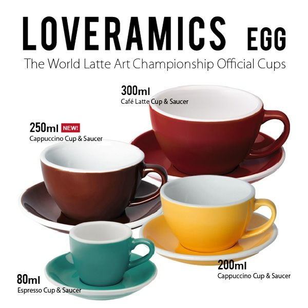 LOVERAMICS Egg Espresso Cup＆Saucer 80ml ブラック 6客セット